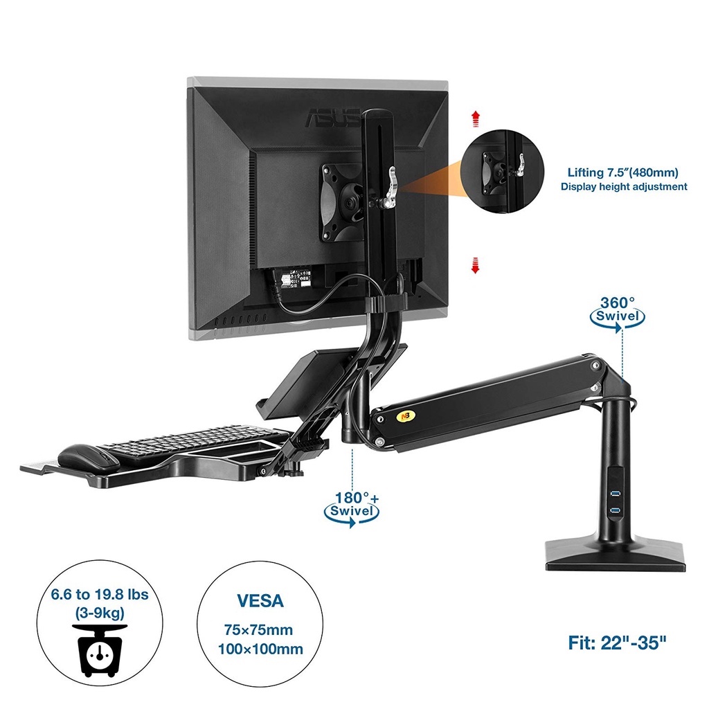 Giá Treo Màn Hình Máy Tính Kèm Mâm Để Bàn Phím NB -FC35  - Dùng cho màn hình từ 19-35inch