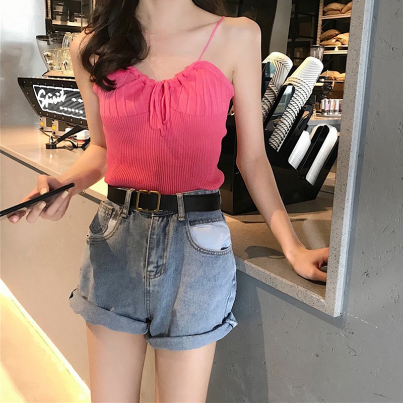 Áo dệt kim nữ cổ chữ V dây rút quyến rũ | BigBuy360 - bigbuy360.vn