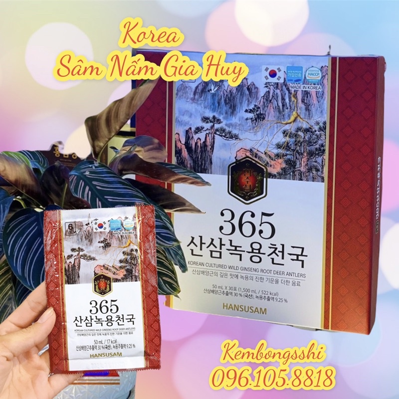 NƯỚC HỒNG SÂM NHUNG HƯƠU LINH CHI 365 hộp 30 gói