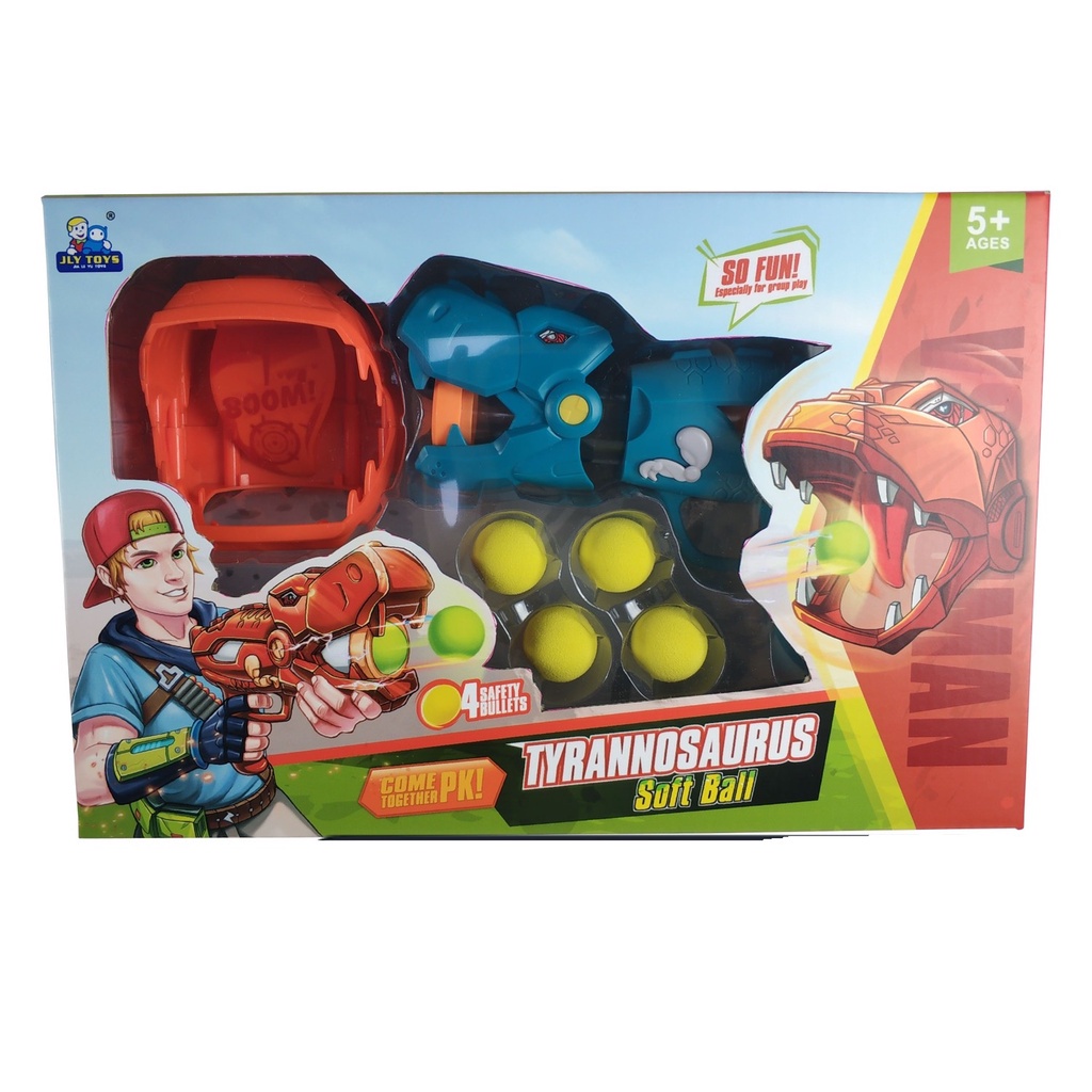 ▪☎Đồ Chơi Bắn Đạn Xốp Trúng Mục Tiêu Hình Khủng Long Tyrannosaurus Soft Ball