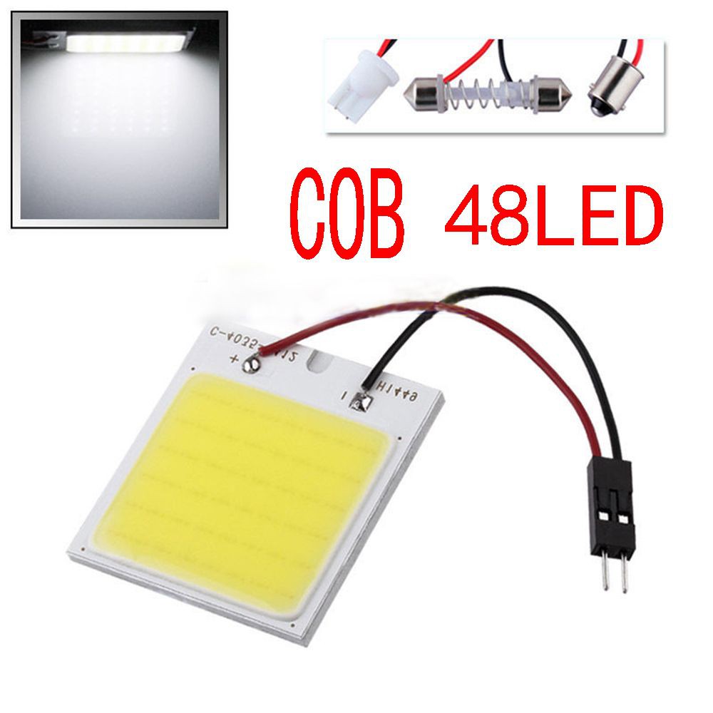 Đèn Led Chân T10 Siêu Sáng Với 48SMD COB Gắn Trần, Đèn Nội Thất Ô Tô Ánh Sáng Trắng Tiện Lợi