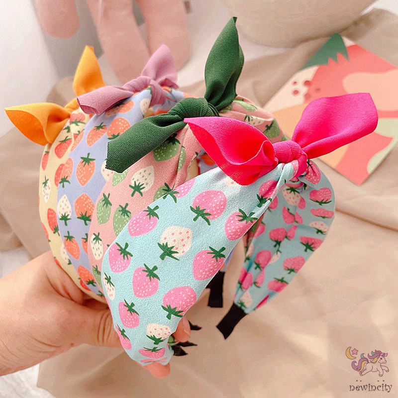 Băng Đô Hoạ Tiết Trái Cây Thắt Nơ Nhiều Màu Cho Bé Gái