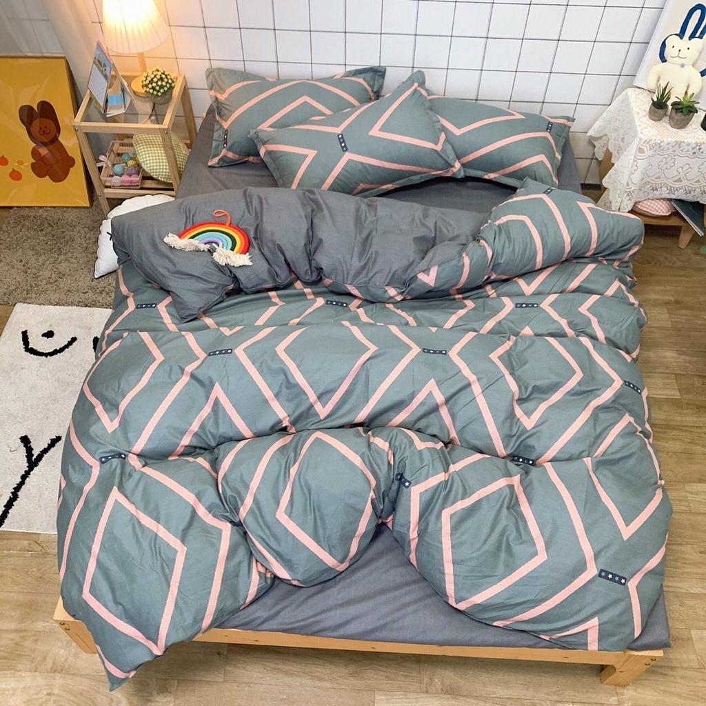 Bộ Chăn Ga Gối Cotton Poly Nhập Mẫu Ma Trận - Emly Bedding