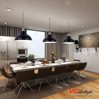 Chao đèn thả vỏ sắt đui mạ đồng