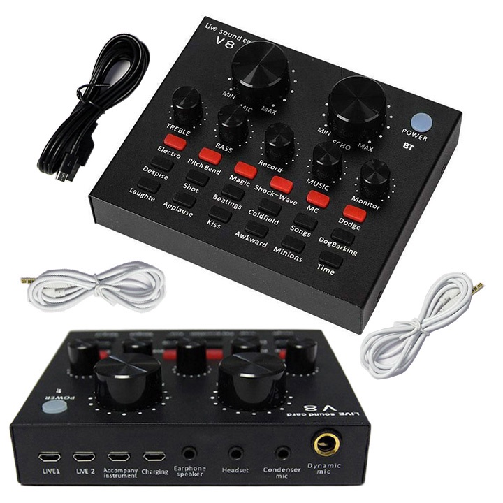 Soundcard V8 Chính Hãng Có Bluetooth, Hỗ Trợ Livestream