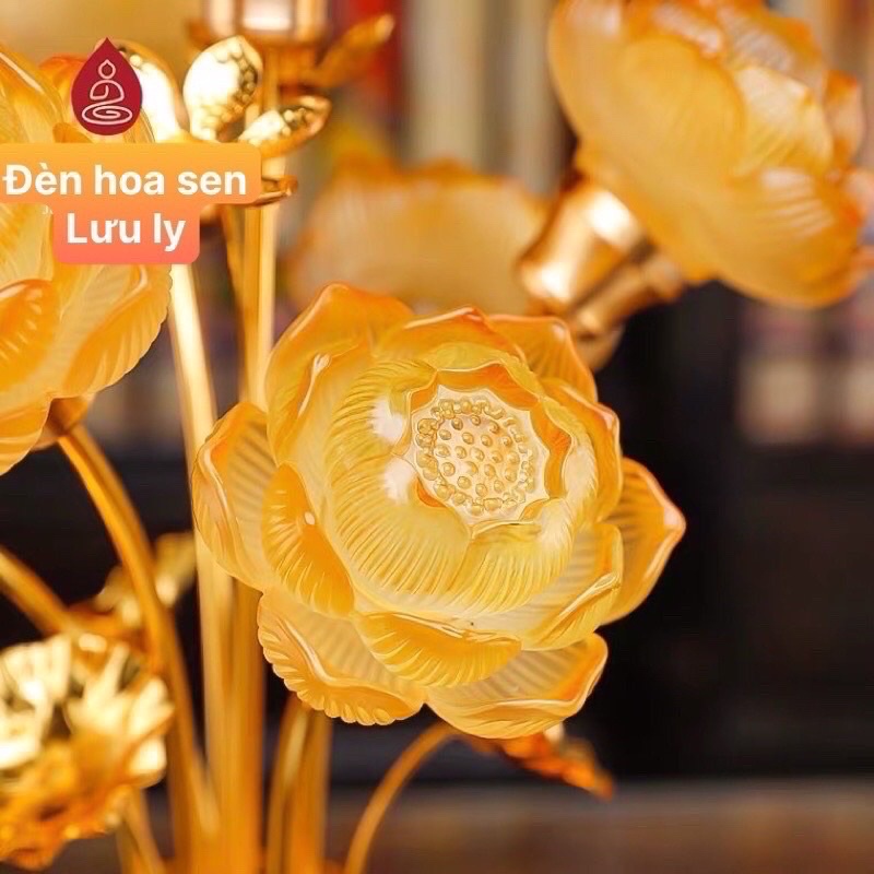 ĐÈN LED HOA SEN LƯU LY 7 MÀU THỜ CÚNG TRANG TRÍ