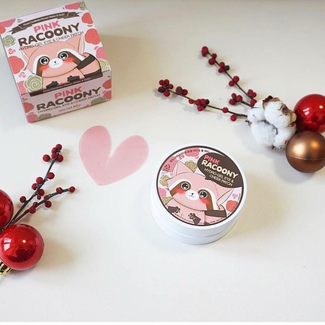 Mặt Nạ Mắt Pink Racoony Hydro Gel Eye & Cheek Patch tạo hiệu ứng má hồng say rượu và đập tan bọng mắt