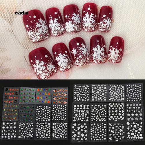 [Hàng mới về] Bộ 12 tờ hình dán móng tay họa tiết Giáng sinh 3D nghệ thuật
