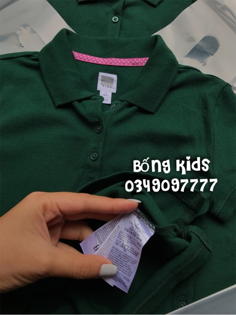 Áo Polo Bé Gái Xanh Rêu