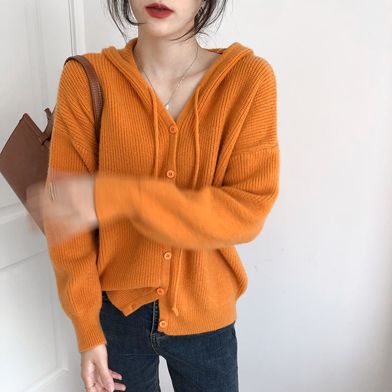 Áo khoác cardigan IELGY dệt kim dày dặn dáng rộng phong cách Hàn Quốc dễ phối đồ cho nữ