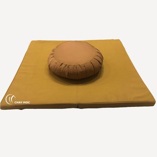 Bộ bồ đoàn ngồi thiền xếp ly ruột vỏ đỗ và toạ cụ gập đệm mút xốp (Vàng)