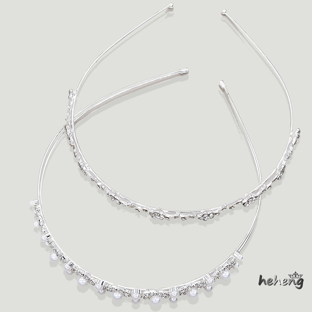 Set 2 Cài Tóc Hình Vương Miện Đính Đá Và Ngọc Trai Trang Trí Tóc Cho Cô Dâu