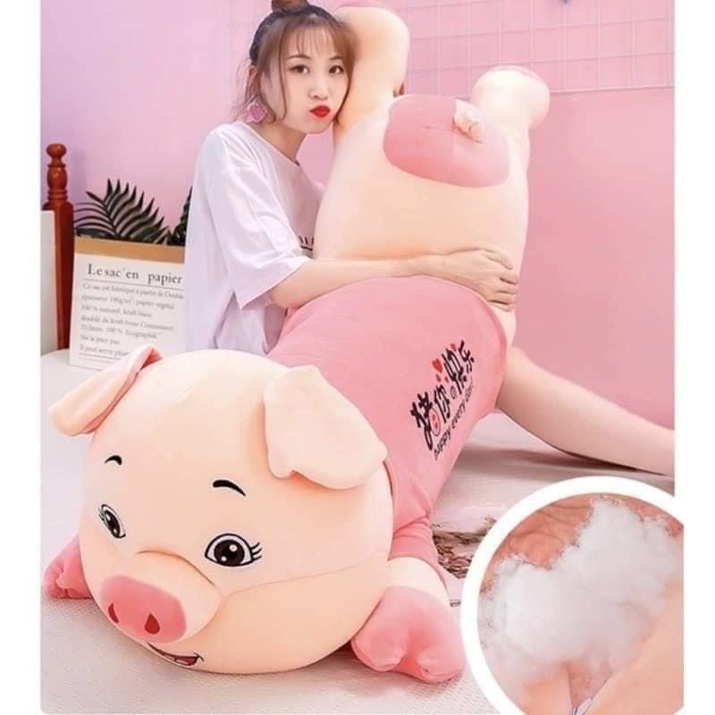 Gấu bông heo áo hồng cute gối ôm lợn đáng yêu mềm mịn, thú nhồi bông cho bé TK23