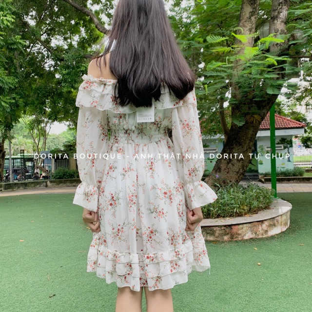 [Ảnh thật/Video] Váy hoa nhí trễ vai dáng xòe, hoa vintage, Váy hoa vintage | BigBuy360 - bigbuy360.vn