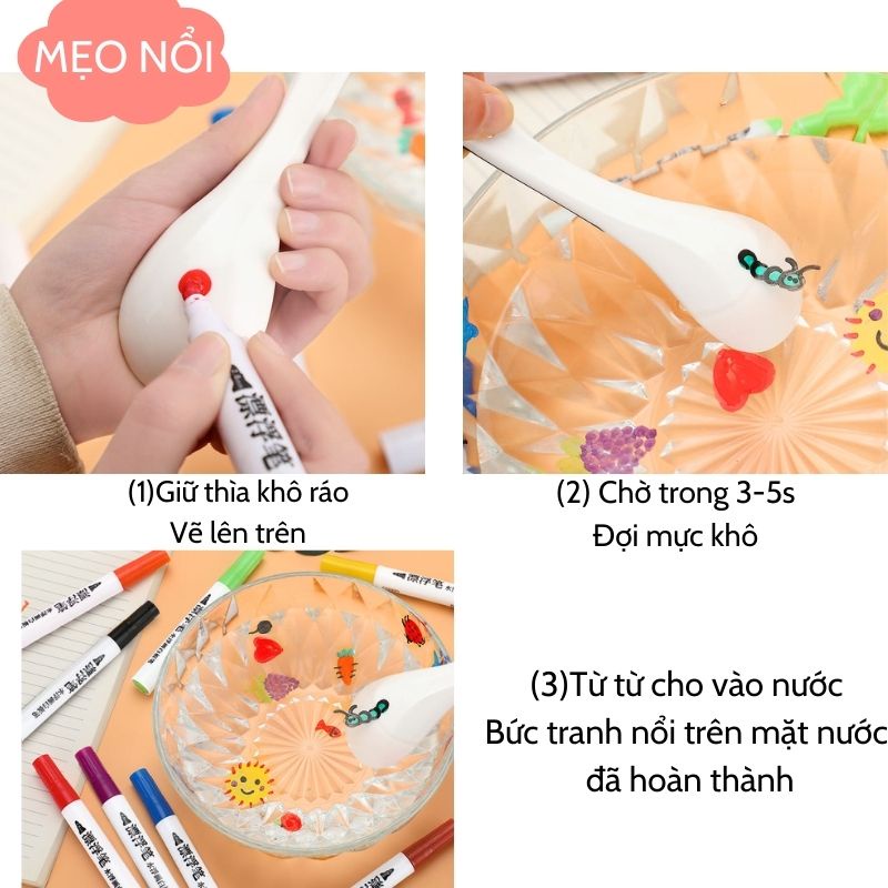 Bút nước ma thuật vẽ hình trôi nổi trên nước theo phương pháp montessori cho trẻ em PAPAZUM D4.047