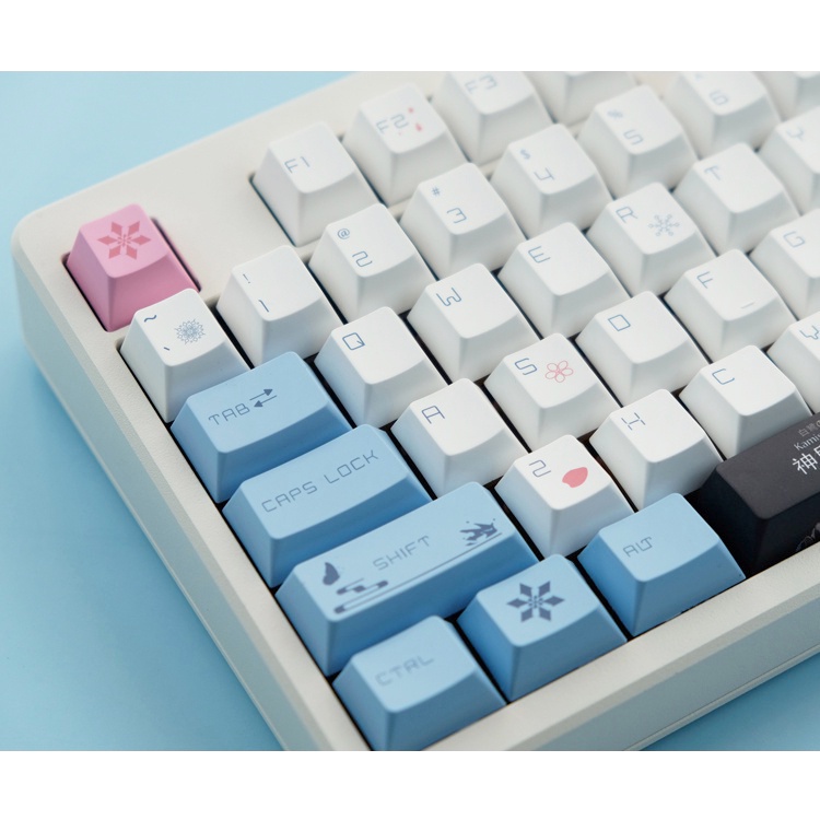 Keycap Genshin Impact nhân vật Kamisato Ayaka nhựa PBT, profile Cherry, in Dye Sub, 137 nút phù hợp các loại layout