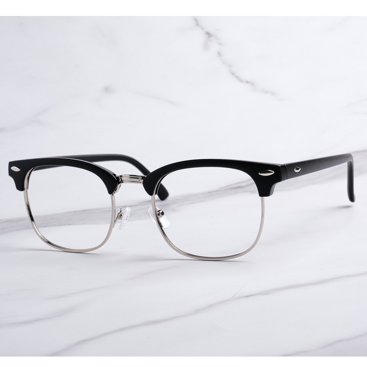 Gọng Kính Hợp Kim Cắt Vành Unisex, Kính mắt nửa vành nam nữ thời trang cắt được mắt cận (tặng kèm hộp đựng kính)