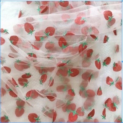 ⚡Sỉ tận gốc⚡Vải lưới dâu tây làm scrunchies, may váy đầm, khổ vải 1m6