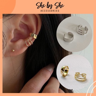 (Ảnh & video thật) Set khuyên tai kẹp vành tai bạc 925 tùy chỉnh kích cỡ SHE BY SHE - K96