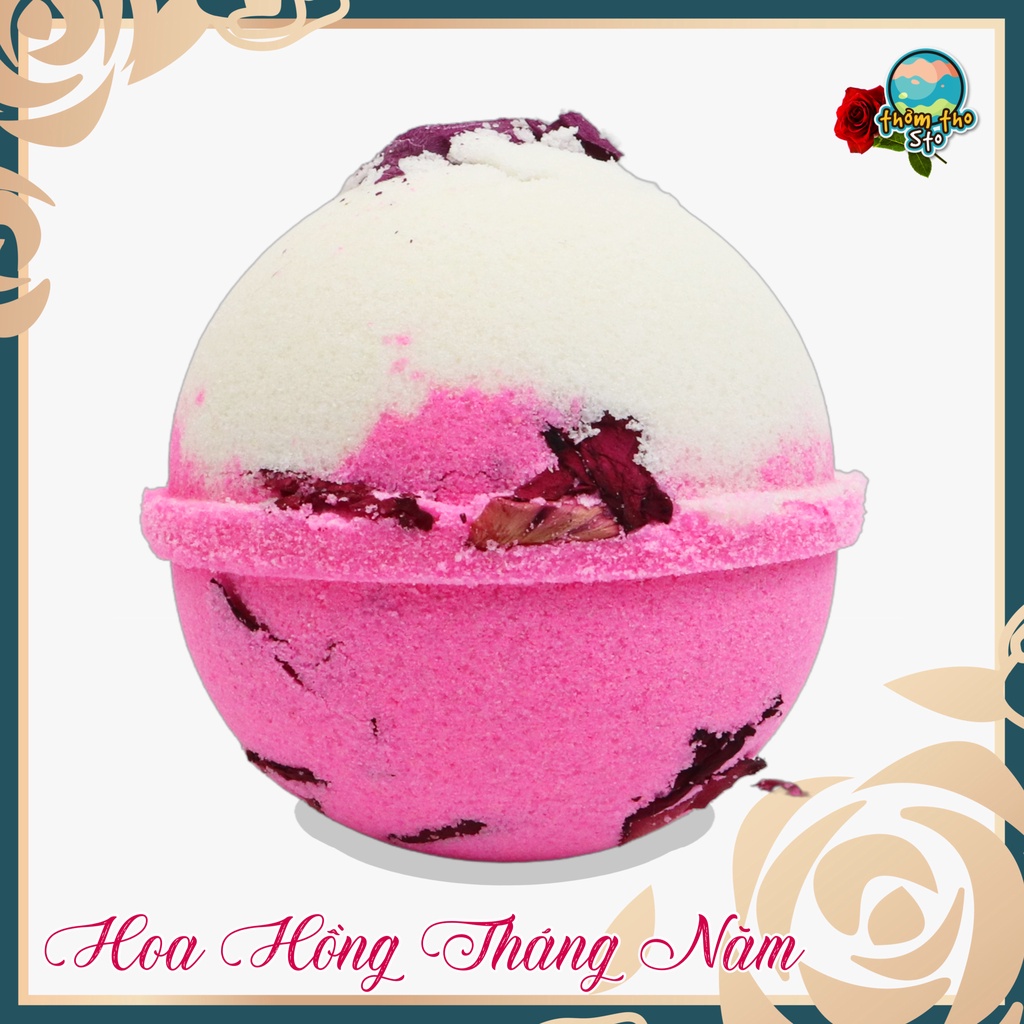 Bom tắm, viên sủi bồn tắm sủi bọt kem HOA HỒNG THÁNG NĂM bath bomb,170 gram