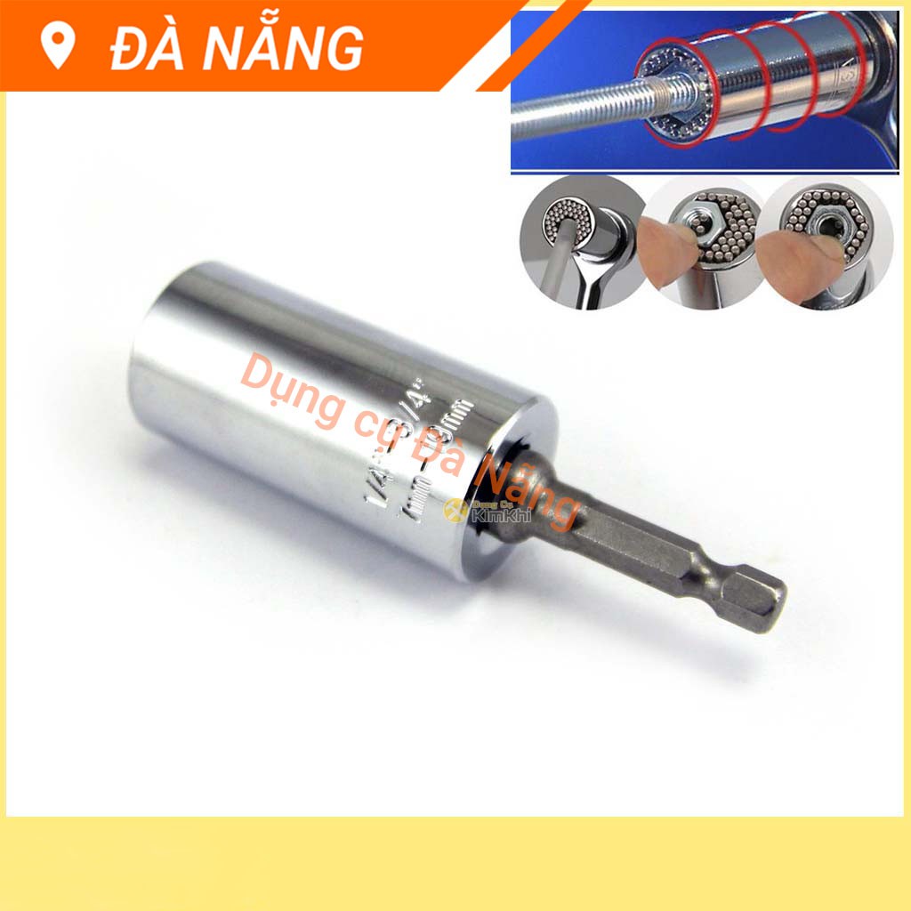 Bộ đầu khẩu đa hình 2 chi tiết 7-19mm và đầu nối vuông 1/2 inch