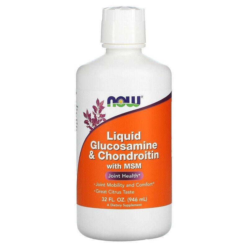 Now Liquid Glucosamine &amp; Chondroitin With Msm, Hỗ Trợ Xương Khớp Dạng Nước, Chống Đau Nhức Khớp (946 Ml)