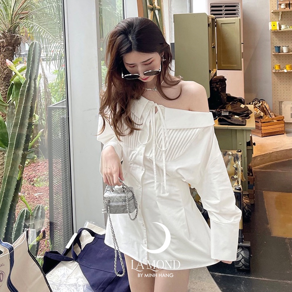 Đầm thô hàn trễ vai thiết kế hai dây xếp ly ngực ( VMH004 ) | BigBuy360 - bigbuy360.vn