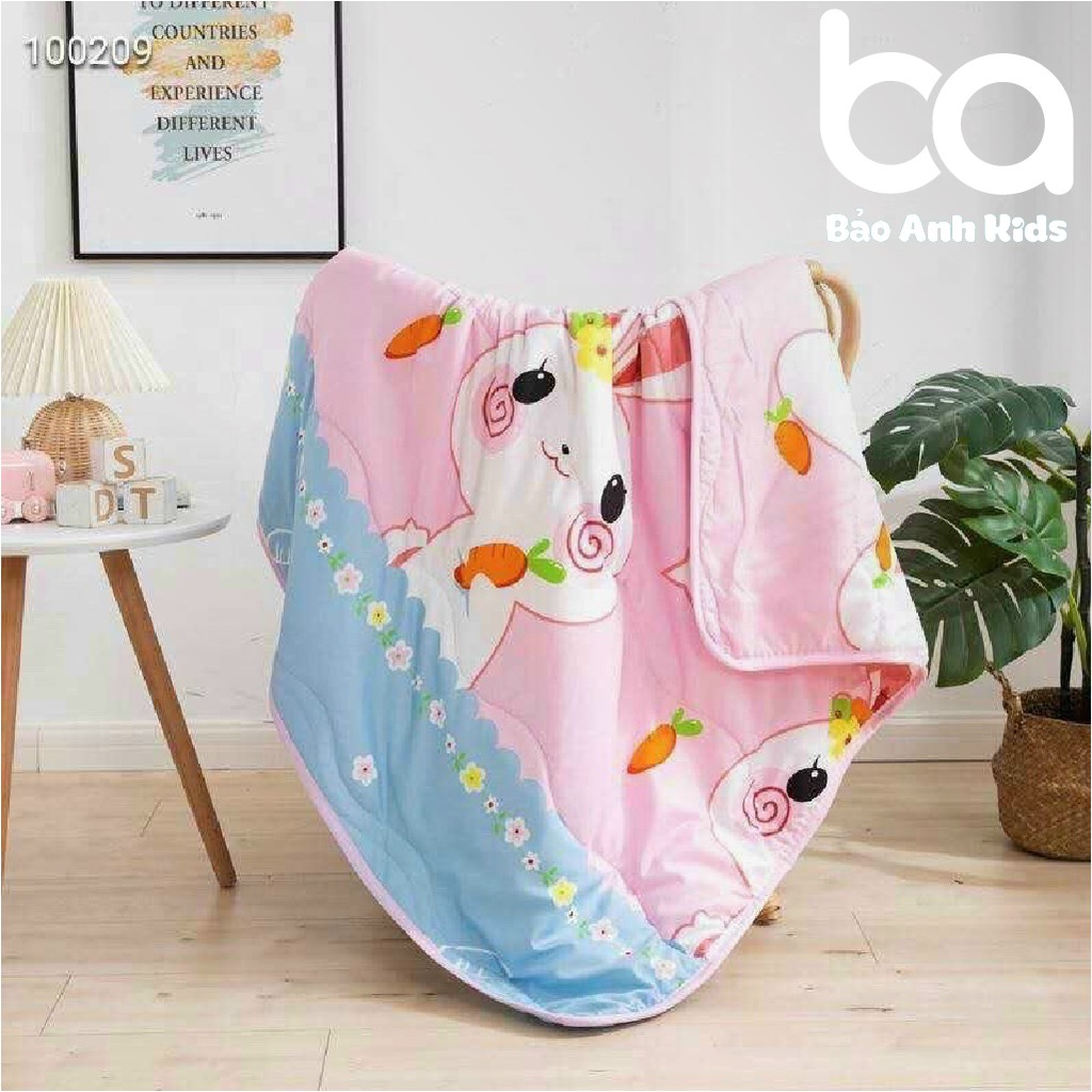 Chăn Đũi Cotton Cho Bé Họa Tiết Hoạt Hình Đáng Yêu Siêu Mềm Thoáng Mát, Nhẹ Kích Thước 1.1x1.5m