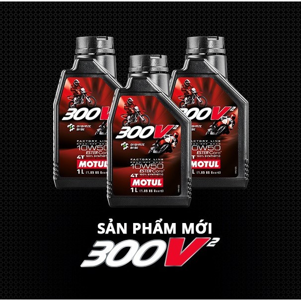 Nhớt Motul 300V2 FACTORY LINE 10W50 100ML,200ML,300ML,400ML dành cho xe số, mô tô