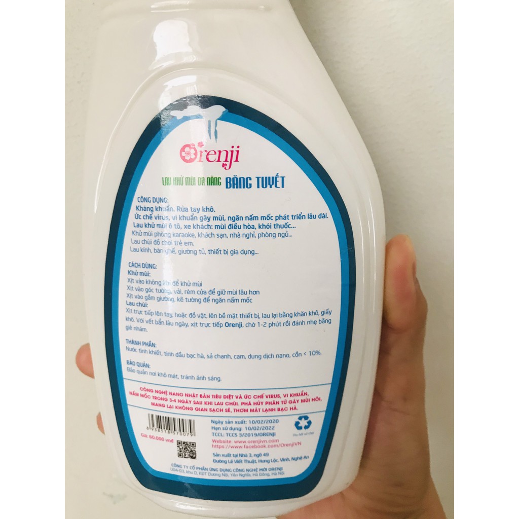 Lau chùi khử mùi đa năng Orenji công nghệ Nano Nhật Bản hương bạc hà -600ml hcm