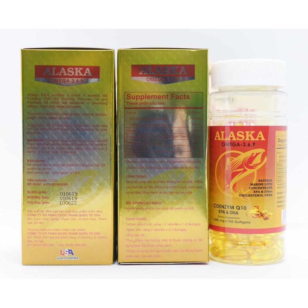  Omega 3 6 9 - Alaska - hộp 100 viên- cung cấp EPA DHA Omega