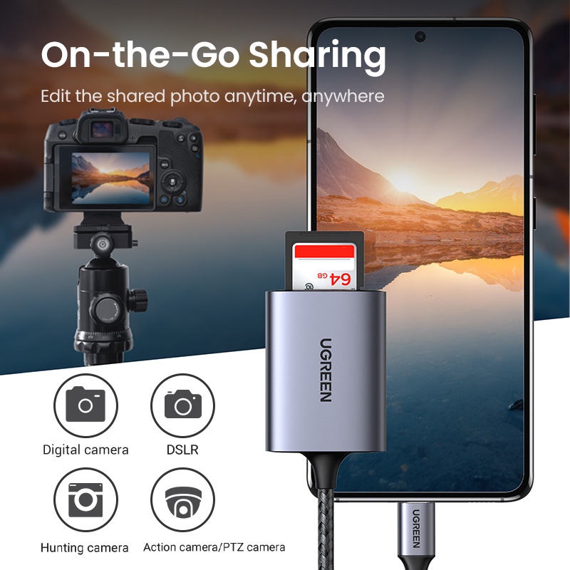 Đầu Đọc Thẻ Nhớ UGREEN Usb C 3.0 SD Micro SD TF Cho Laptop / PC / Điện Thoại Thông Minh