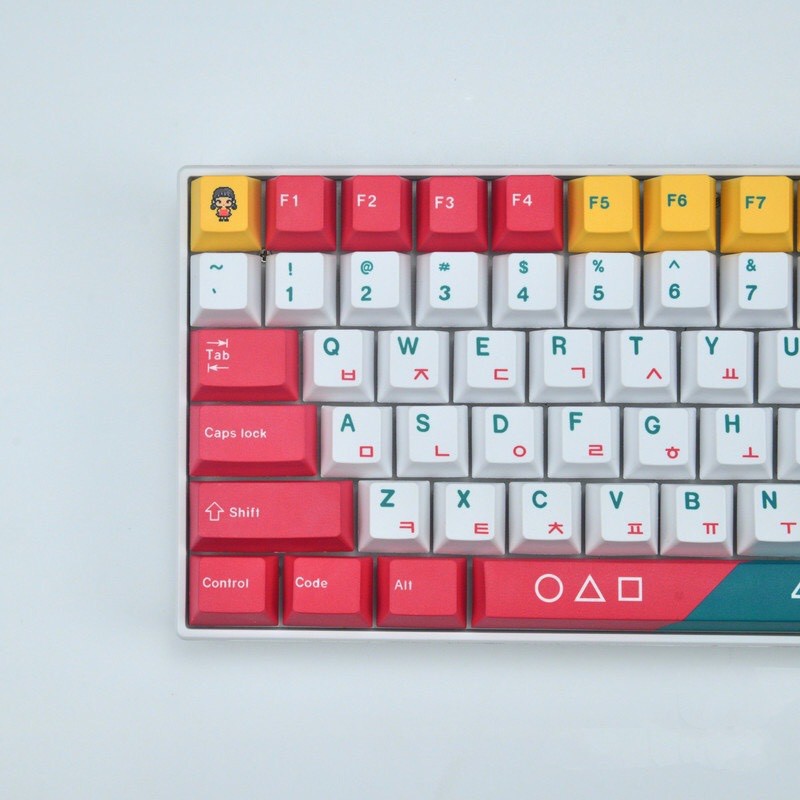 Squid game theme keycap Cherry Profile Korean game keycap PBT Dye sub thăng hoa bàn phím cơ bàn phím keycap 129 phím