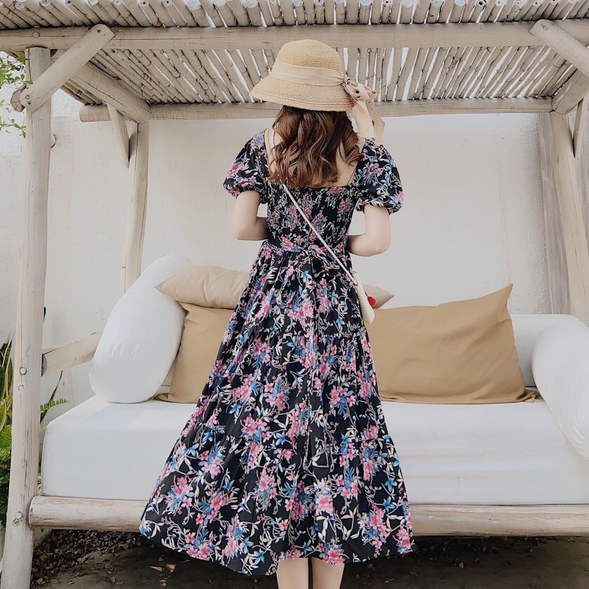 Đầm Maxi hoa bo chun lưng, xếp tầng vô cùng nữ tính VINTAGE STORE | BigBuy360 - bigbuy360.vn