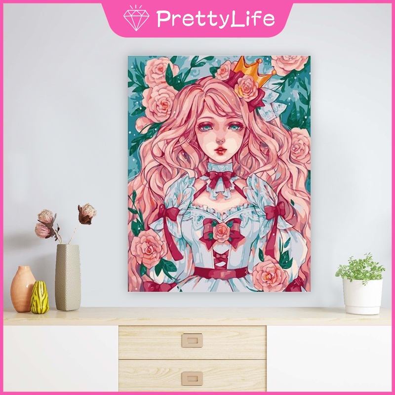 Bộ Tranh Sơn Dầu 40x50cm Tự Làm Hình Cô Gái Dễ Thương Dùng Để Trang Trí Nhà Tiện Dụng + Phụ Kiện