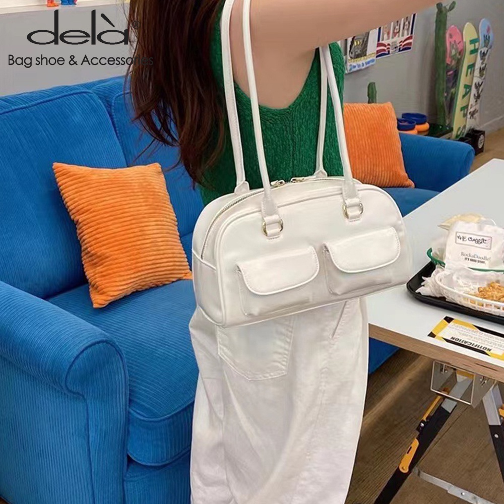 Dela Túi Da Sáp Dầu Đeo Cánh Tay Phong Cách retro Hàn Quốc Thiết Kế Nhiều Túi Đơn Giản