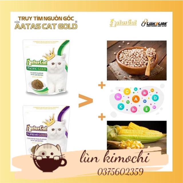 Hạt cá cơm sấy mix 1.2kg Aatas Cat