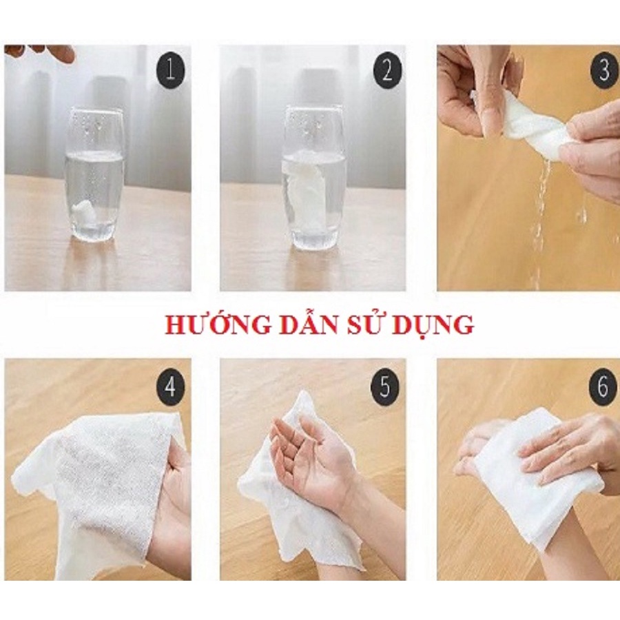 [HCM] Túi 100 viên khăn giấy nén dạng viên kẹo đa năng, tiện lợi cho du lịch