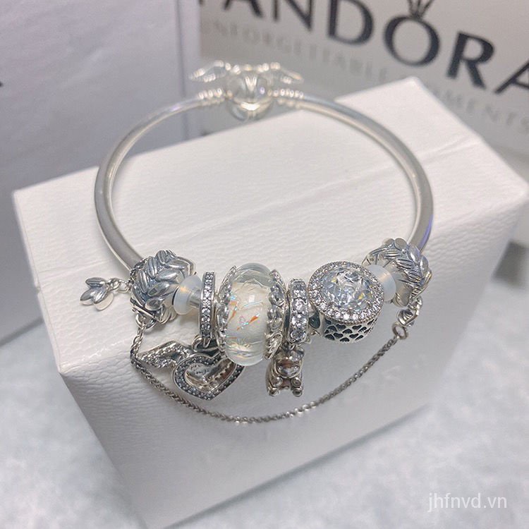 Vòng tay mạ bạc s925 Pandora hình đôi cánh thiên thần xinh xắn cho nữ