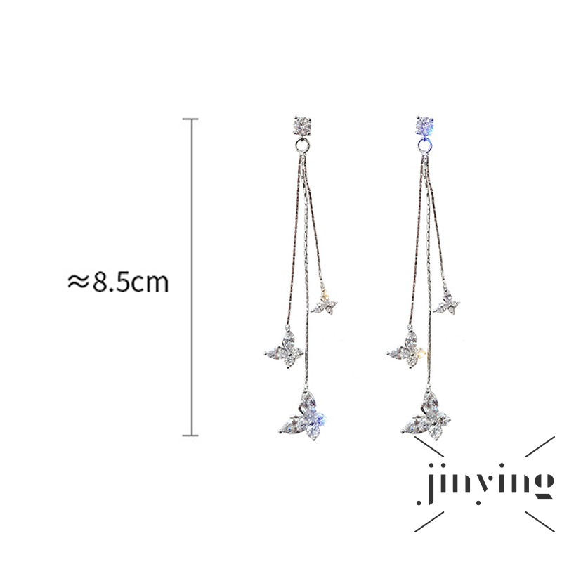 GETNOIVAS 1 cặp khuyên tai pha lê dáng dài thời trang Hàn Quốc 2019