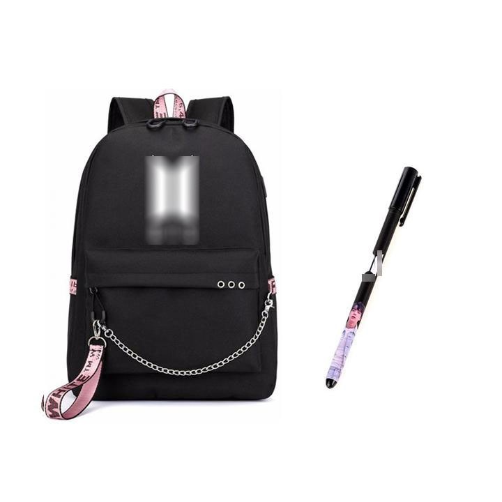 (M99) Combo 2 món gồm balo BTS đen thông minh kèm 1 bút nước