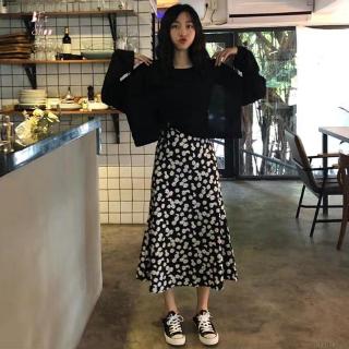 Chân Váy Chiffon Lưng Cao Họa Tiết Hoa Nữ Tính