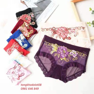 Set 5 quần lót ren hoa mềm 818 43-55kg
