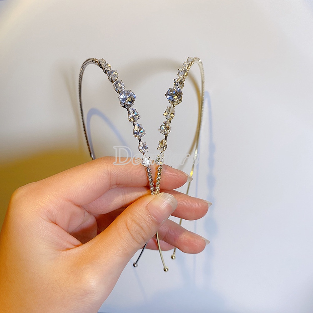 Băng Đô Cài Tóc Đính Đá Thiết Kế Đơn Giản Sang Trọng Cho Nữ