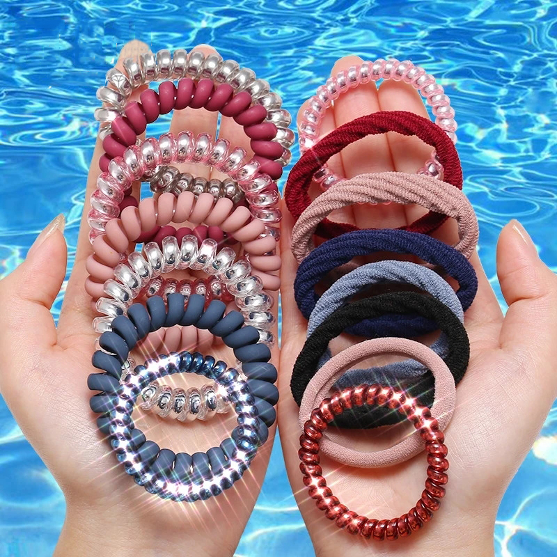 Set 12 Dây Buộc Tóc Lò Xo Thiết Kế Đơn Giản Thời Trang Cho Nữ