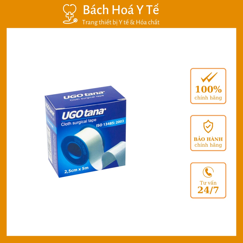 Băng keo lụa Urgotana, có độ dính cao, sản xuất Việt nam, Cuộn 2.5x5 cm