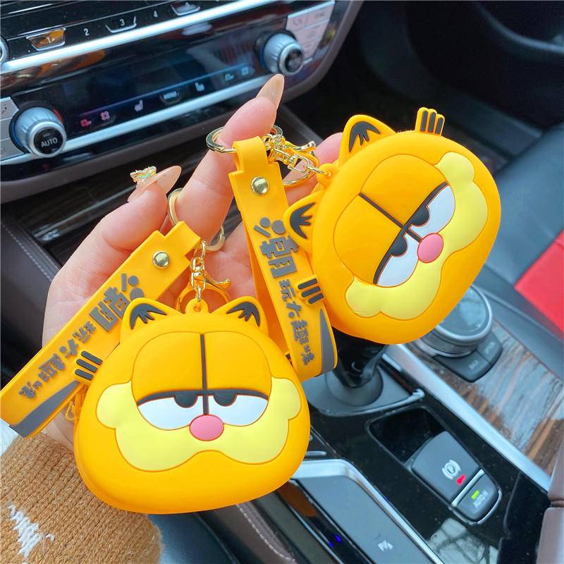 Ví Đựng Tiền Xu / Tai Nghe Bằng Silicon Hình Mèo Garfield Hoạt Hình Mini