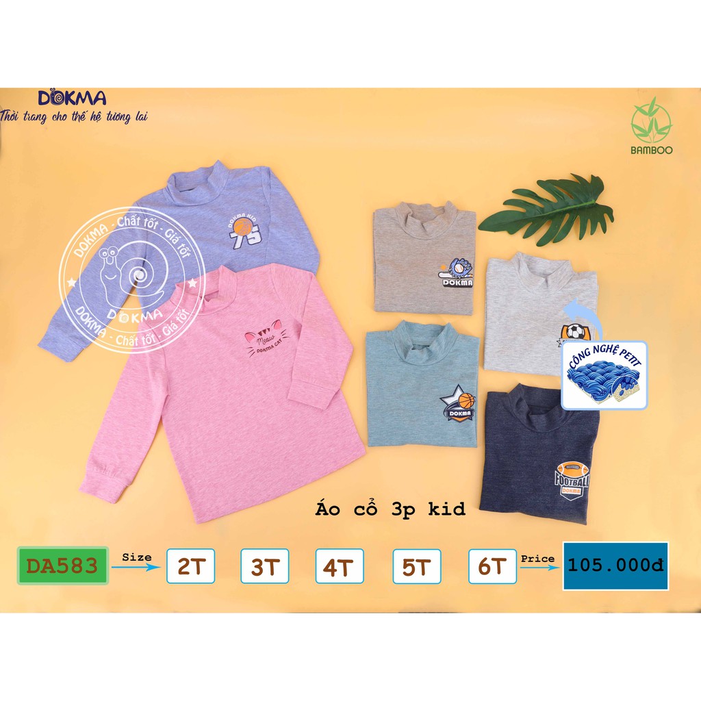 Áo dài tay cổ ba phân size Kids Dokma (2-6T)