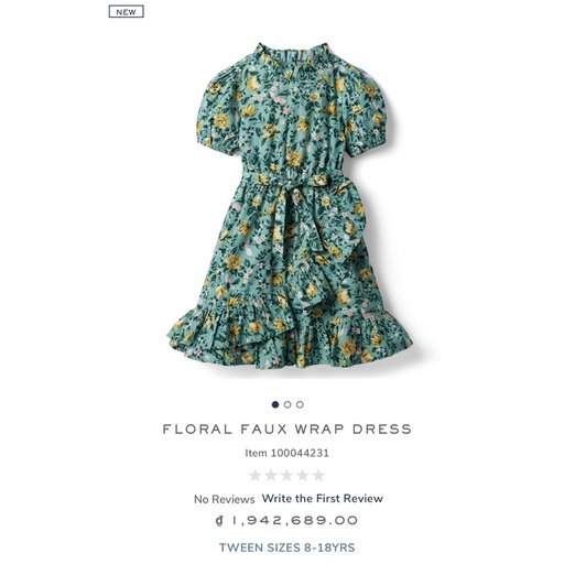 Váy bé gái JANIE AND JACK hoạ tiết hoa - FLORAL FAUX WRAP DRESS