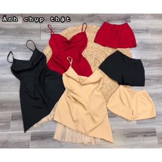 Set áo cổ đổ vạt xéo ren + quần #160k